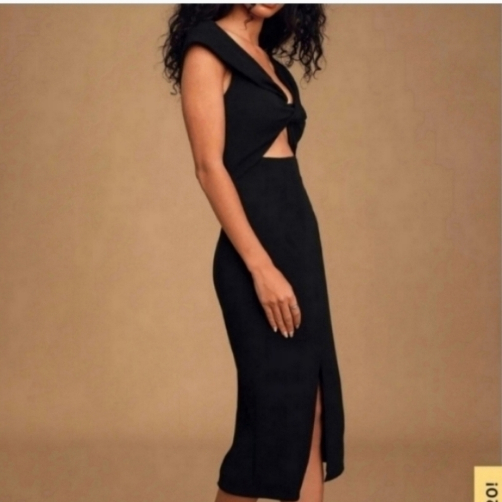 LULUS Keep You Out Late Twist Cutout Midi Dress